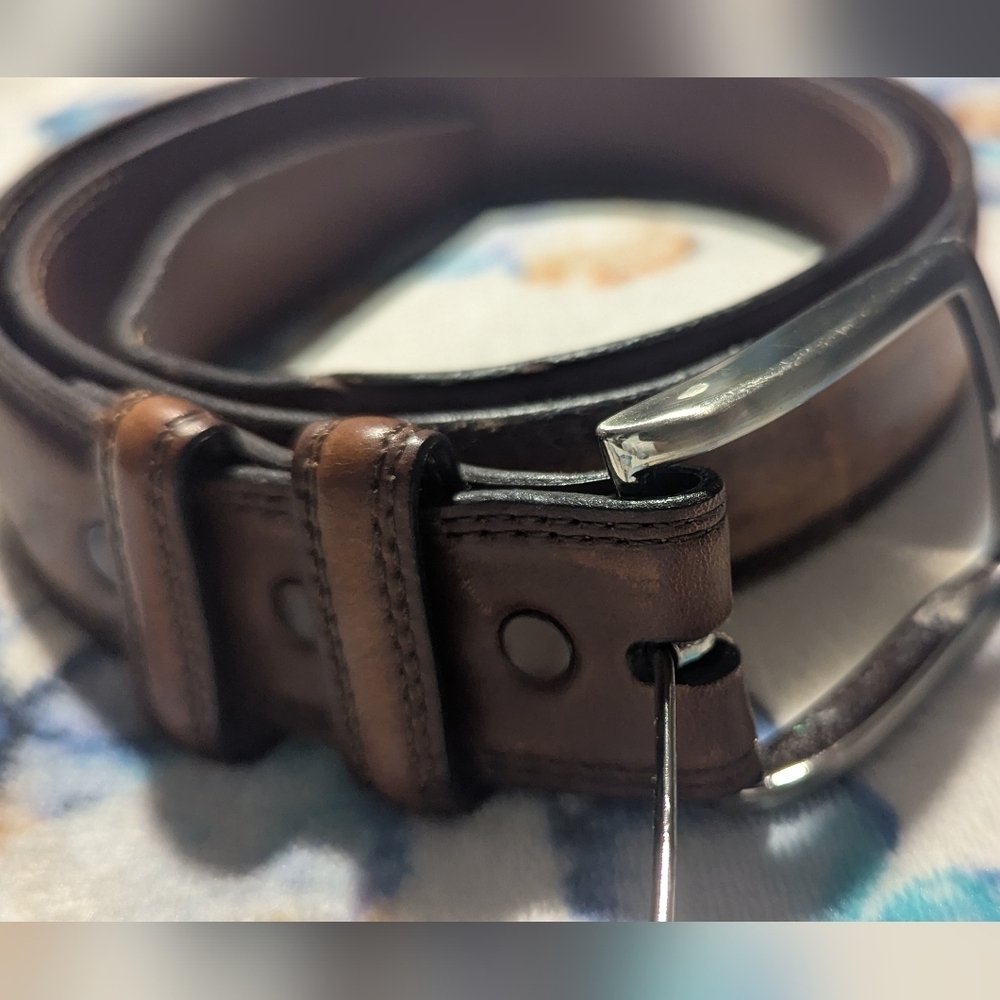 Aniline kipskin Men's Brown Leather Belt